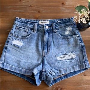 High waisted denim shorts!